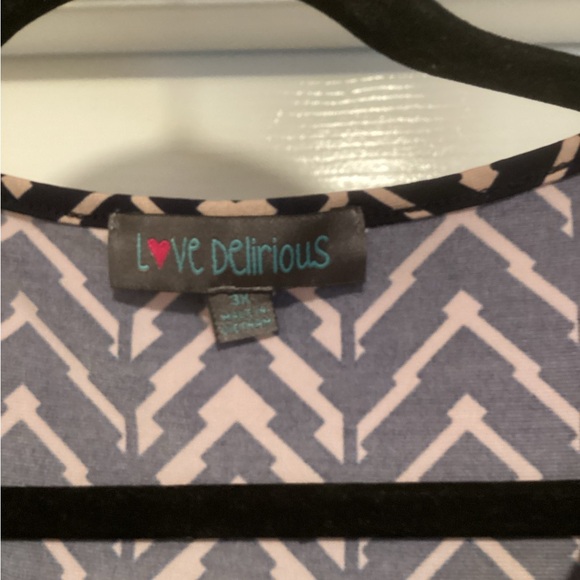 Delirious Navy and Cream Geometric Dress, 3X - Picture 2 of 6